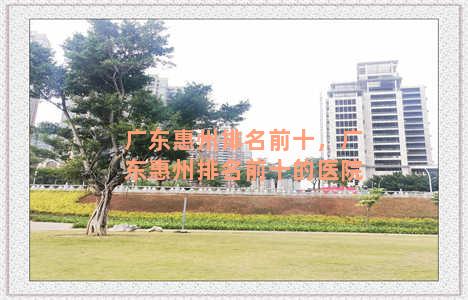 广东惠州排名前十，广东惠州排名前十的医院